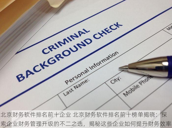 北京财务软件排名前十企业 北京财务软件排名前十榜单揭晓：探索企业财务管理升级的不二之选，揭秘这些企业如何提升财务效率