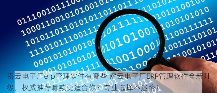 密云电子厂erp管理软件有哪些 密云电子厂ERP管理软件全新升级，权威推荐哪款更适合你？专业选择不迷路！