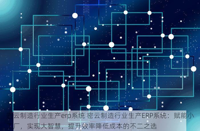 密云制造行业生产erp系统 密云制造行业生产ERP系统：赋能小工厂，实现大智慧，提升效率降低成本的不二之选
