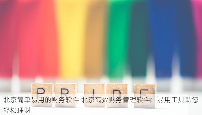 北京简单易用的财务软件 北京高效财务管理软件：易用工具助您轻松理财