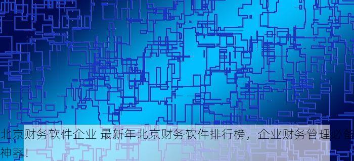 北京财务软件企业 最新年北京财务软件排行榜，企业财务管理必备神器！