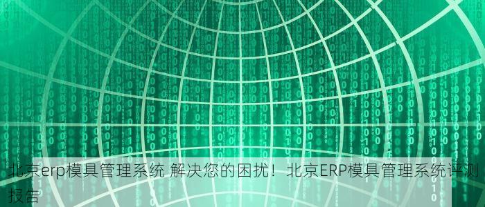 北京erp模具管理系统 解决您的困扰！北京ERP模具管理系统评测报告