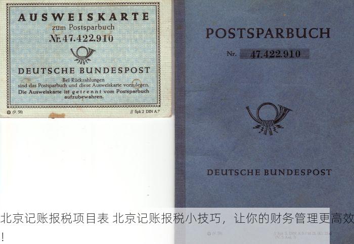 北京记账报税项目表 北京记账报税小技巧，让你的财务管理更高效！