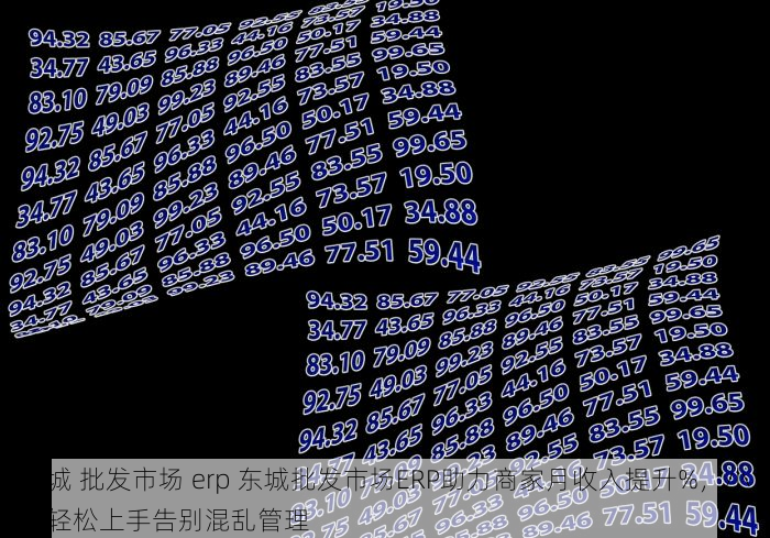 东城 批发市场 erp 东城批发市场ERP助力商家月收入提升%，小白轻松上手告别混乱管理