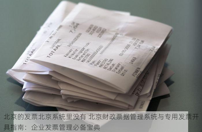 北京的发票北京系统里没有 北京财政票据管理系统与专用发票开具指南：企业发票管理必备宝典