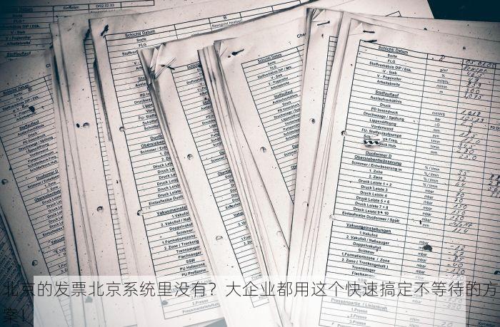 北京的发票北京系统里没有？大企业都用这个快速搞定不等待的方案！