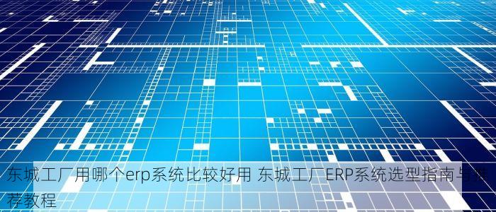 东城工厂用哪个erp系统比较好用 东城工厂ERP系统选型指南与推荐教程