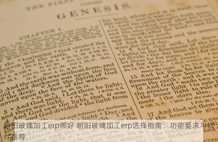 朝阳玻璃加工erp哪好 朝阳玻璃加工erp选择指南：功能要求与软件推荐