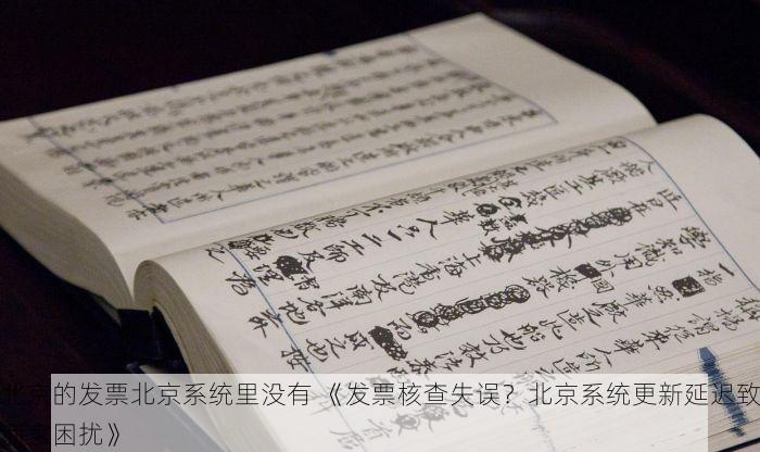 北京的发票北京系统里没有 《发票核查失误？北京系统更新延迟致商家困扰》