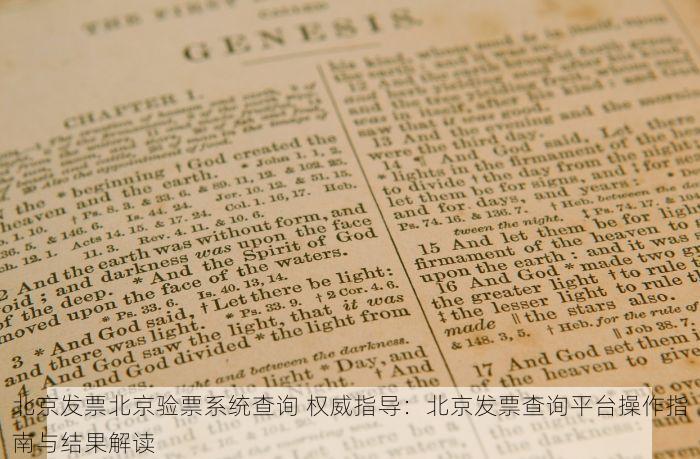 北京发票北京验票系统查询 权威指导：北京发票查询平台操作指南与结果解读