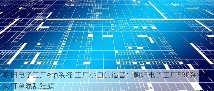 朝阳电子工厂erp系统 工厂小白的福音：朝阳电子工厂ERP系统解决订单混乱难题